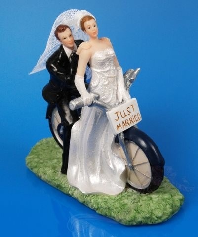 Paris Dekorace Svatební figurky ženich a nevěsta na motorce