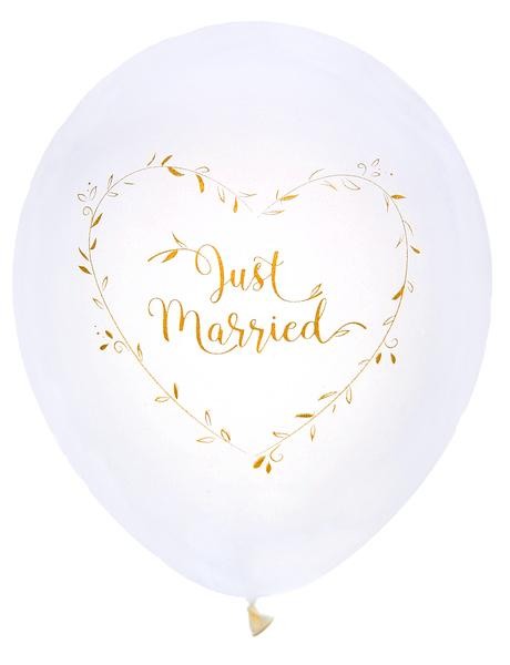 Paris Dekorace Metalické balónky "Just Married" 8 ks