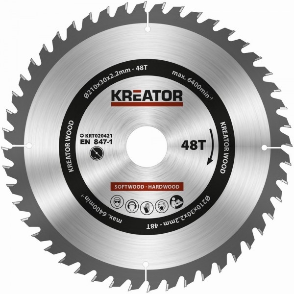 Kreator KRT020421 - Pilový kotouč na dřevo 210mm