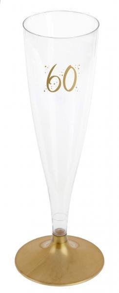Paris Dekorace Šampusky plastové 60. narozeniny zlaté 14cl