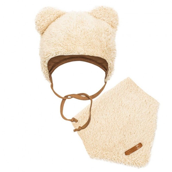 Zimní kojenecká čepička s šátkem na krk New Baby Teddy bear béžová 80 (9-12m)