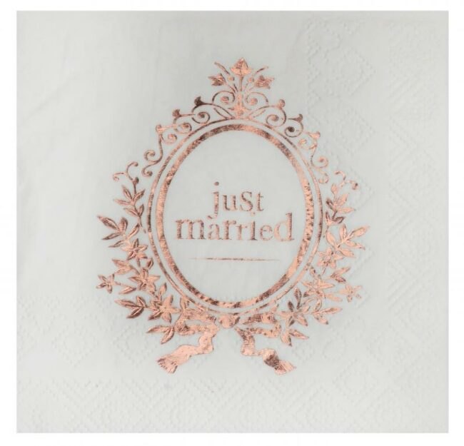 Paris Dekorace Ubrousky "Just Married" růžové zlato