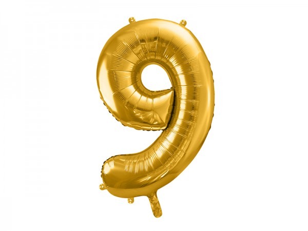 Paris Dekorace Foliový zlatý balónek číslice 9