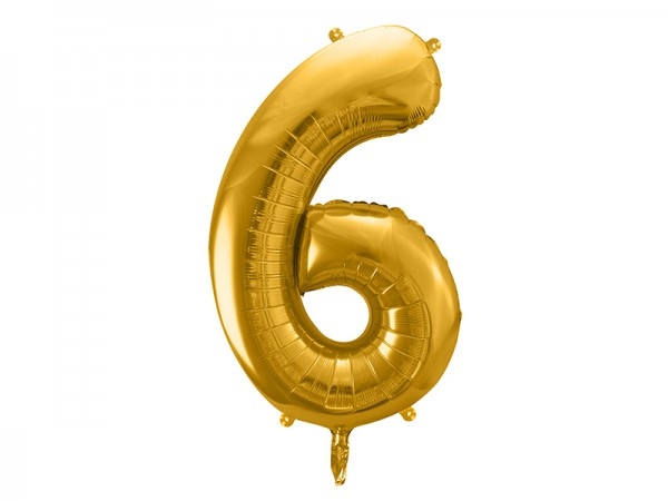 Paris Dekorace Foliový zlatý balónek číslice 6