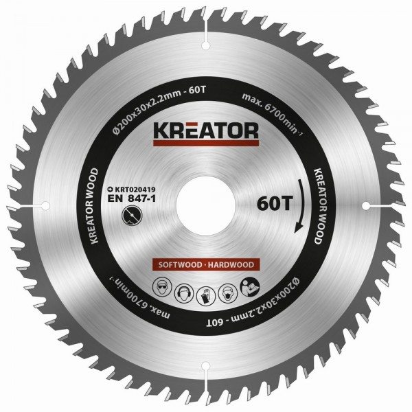 Kreator KRT020419 - Pilový kotouč na dřevo 200mm