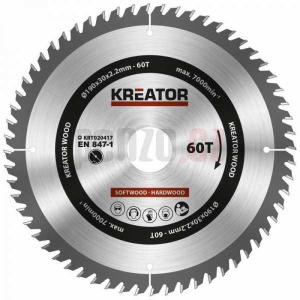 Kreator KRT020417 - Pilový kotouč na dřevo 190mm